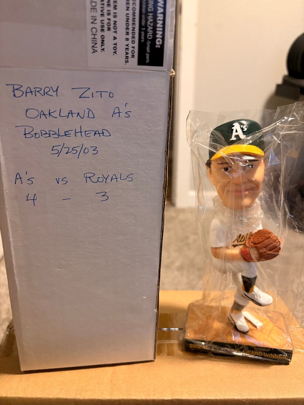 Barry Zito Oakland A's 2003 Cy Young Bobblehead Original Box Athletics
